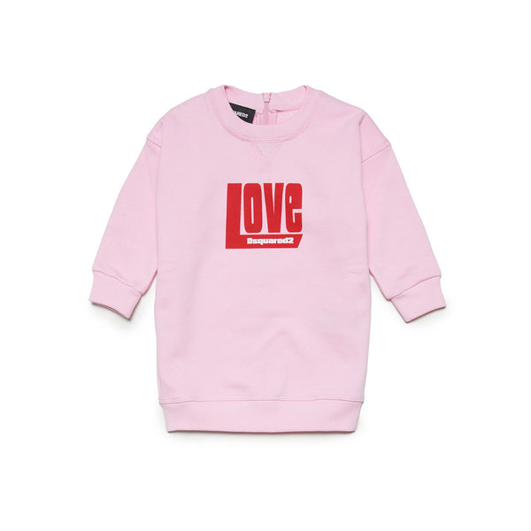 Girls Pink Slogan-Print Dress
