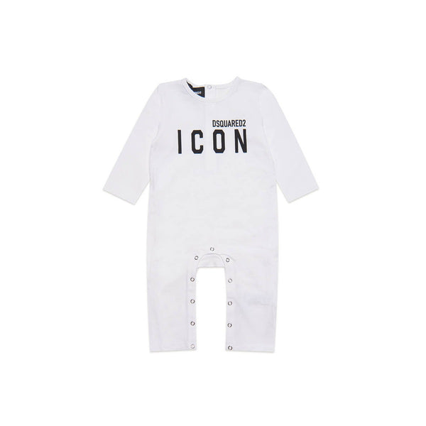 Baby Kids White Logo Print Romper