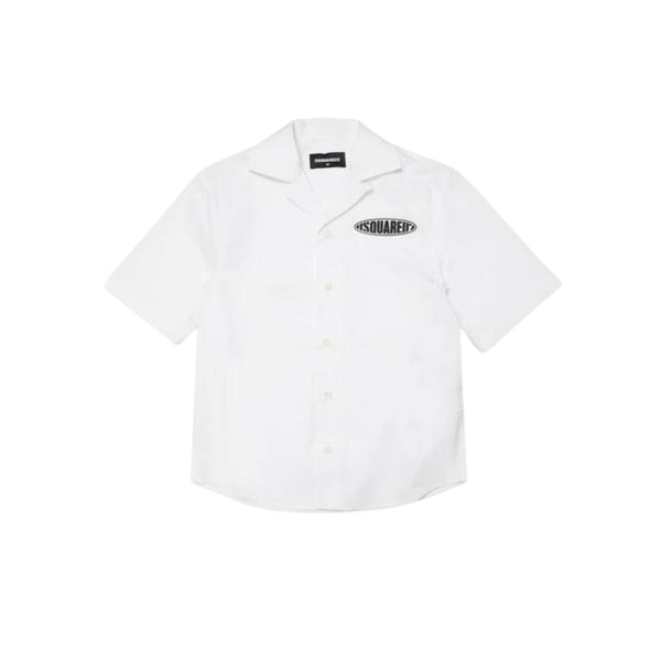 Boys White Poplin Shirt With Surf Logo Patch