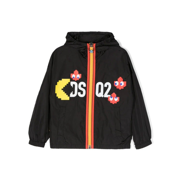 Kids Black Lightweight Hooded Jacket