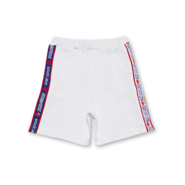 Boys White Logo-Tape Shorts