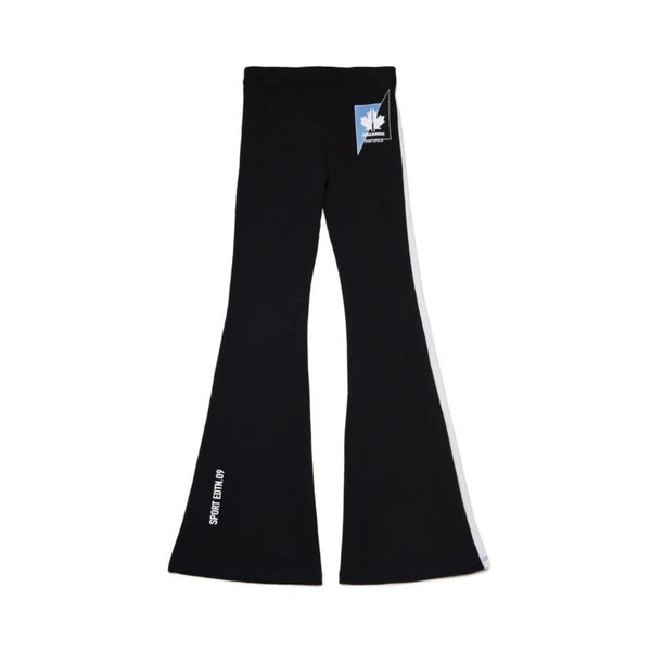 Girls Black Logo-Print Flared-Hem Trouser