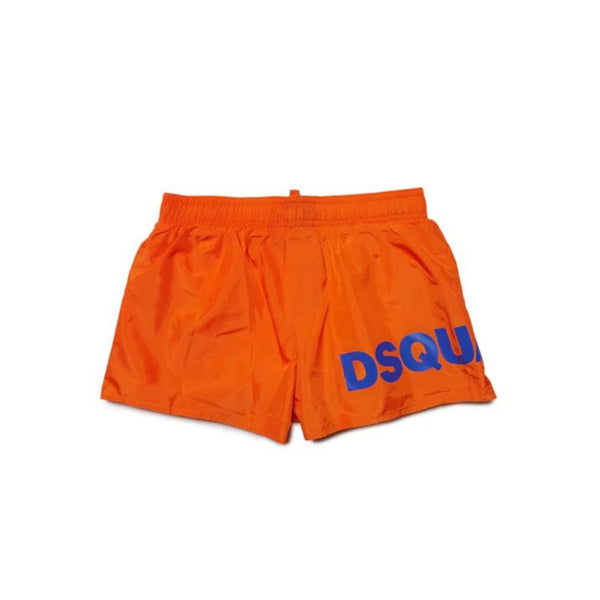 Boys Orange Logo-Print Swim Shorts