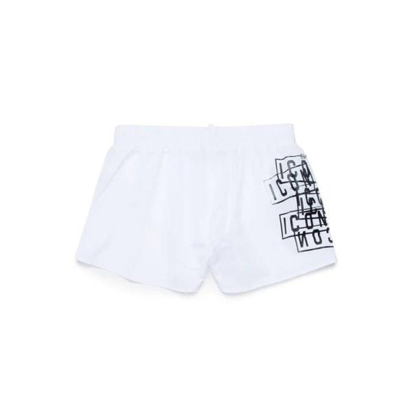 Boys White Icon-Print Swim Shorts