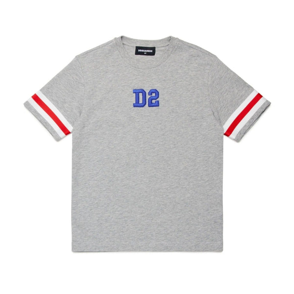 Boys Grey Embroidered-Logo Cotton T-Shirt
