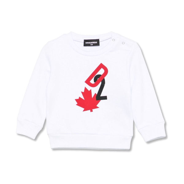 Baby Unisex White DQ2-Logo Print Sweatshirt
