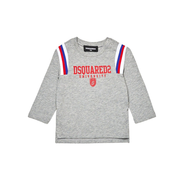Unisex Grey Logo-Print Full-Sleeves T-Shirt