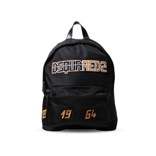 Boys Black Embroidered-Logo Backpack