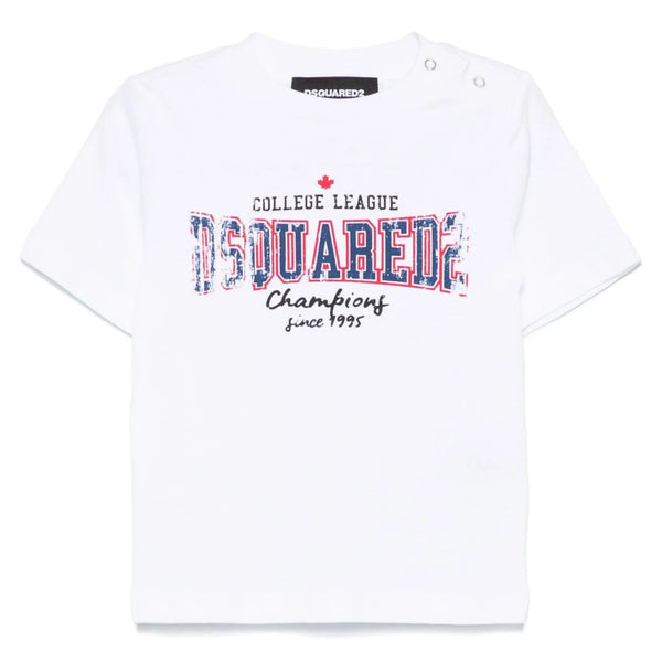 Baby Boys White Printed Cotton T-shirt