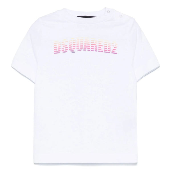 Boys White Logo-Print Cotton T-Shirt