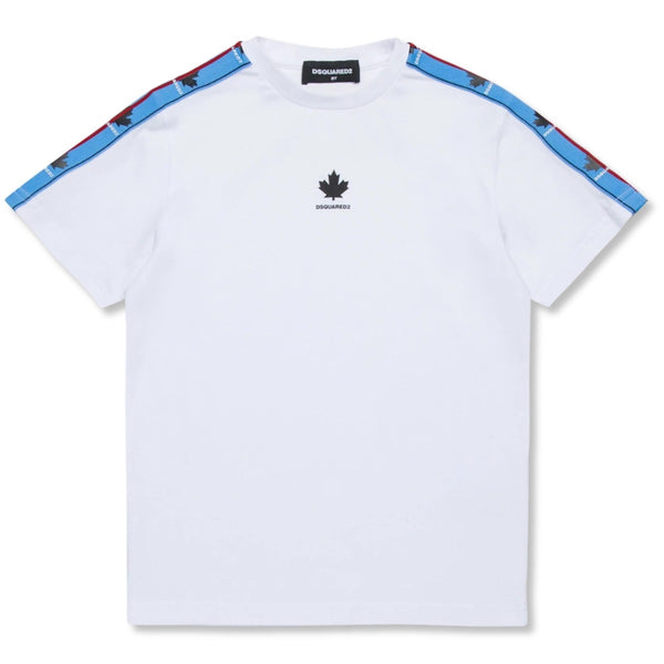 Boys White T-shirt With Logo Ribbon