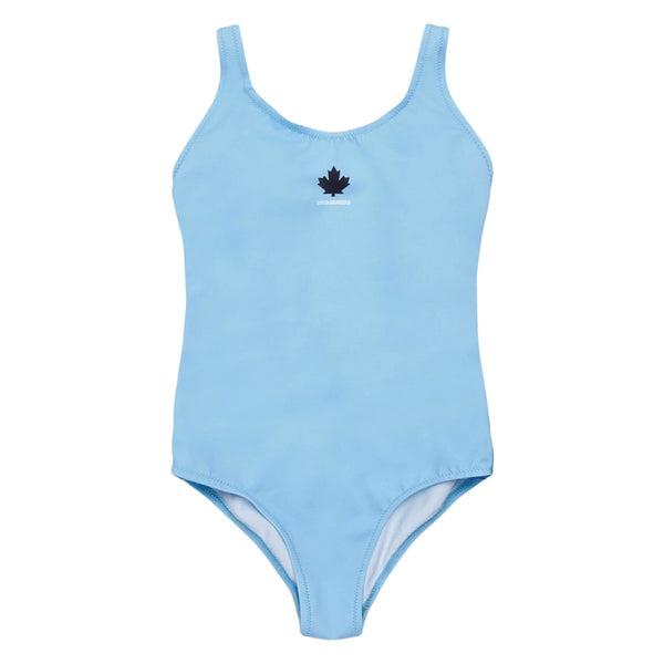 Girls Blue Logo-Print Swimsuit
