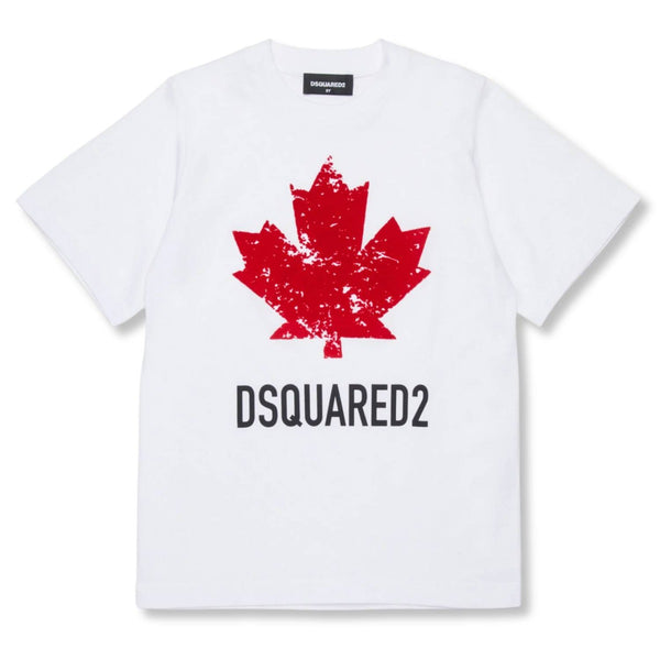 Unisex White Leaf Logo-Patch T-Shirts