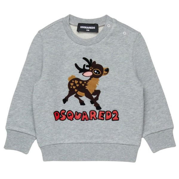 Baby Girls Grey Logo-Print Sweatshirts