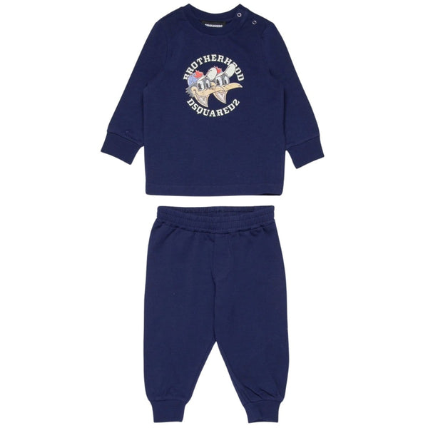 Baby Boys Navy Blue Logo-Print Tracksuit