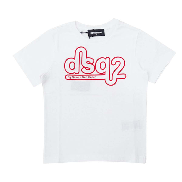 White Printed T-Shirt with Brand Logo