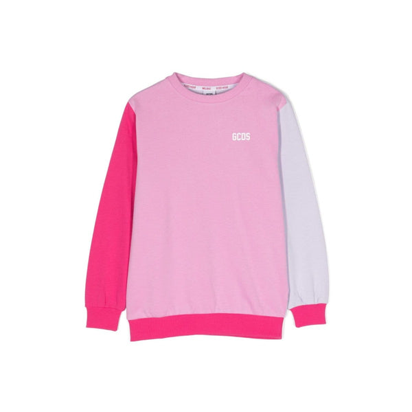 Girls Pink Colour-Block Cotton Sweatshirt