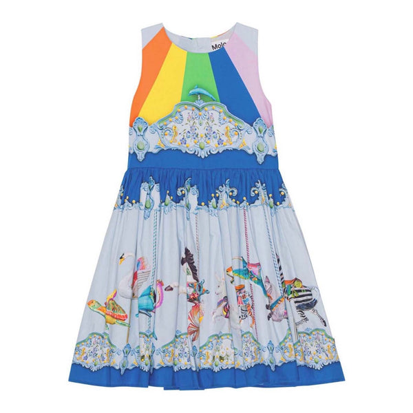 Girls Blue Organic Cotton Carousel Dress