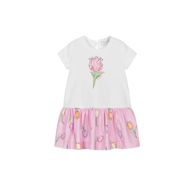 Girls White & Pink Tulip Dress