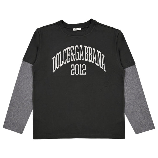 Boys Black Logo-Embroidery T-shirt