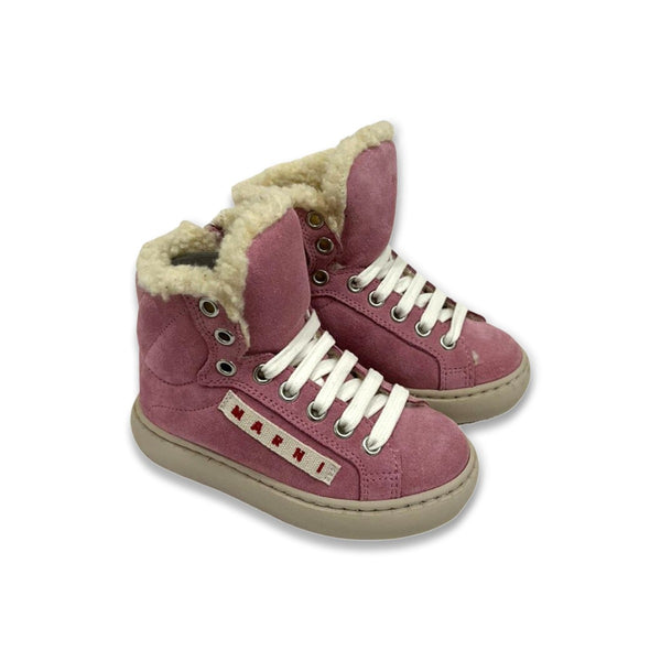 Girls Pink Suede Sneakers