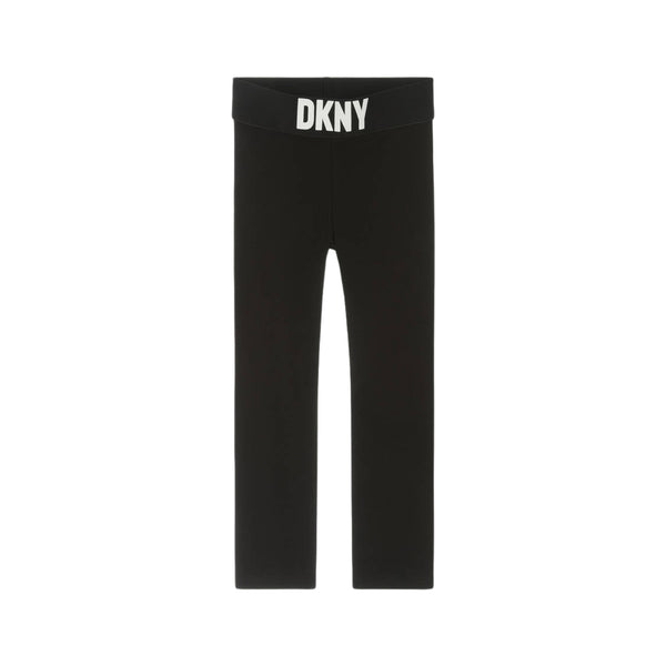 Girls Black Logo-Waistband Leggings