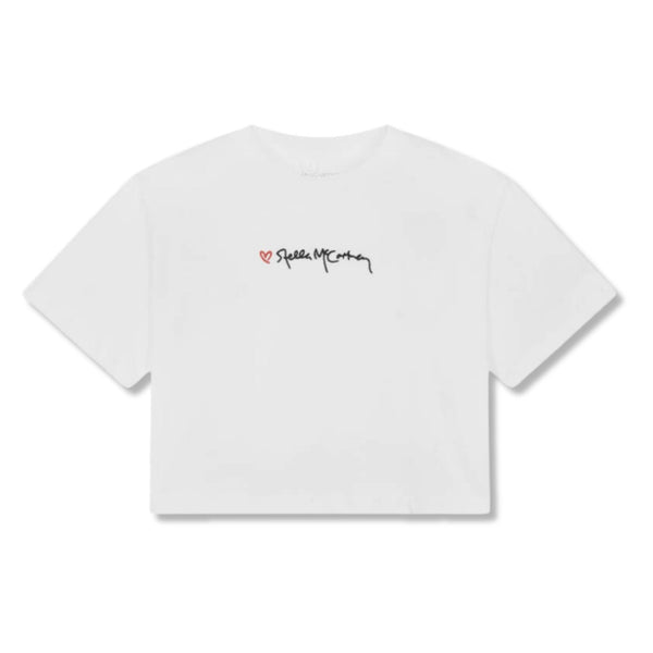 Girls White Heart & Script Logo T-shirt
