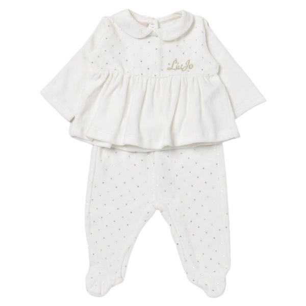 Baby Girls White Logo-Print Jumpsuit