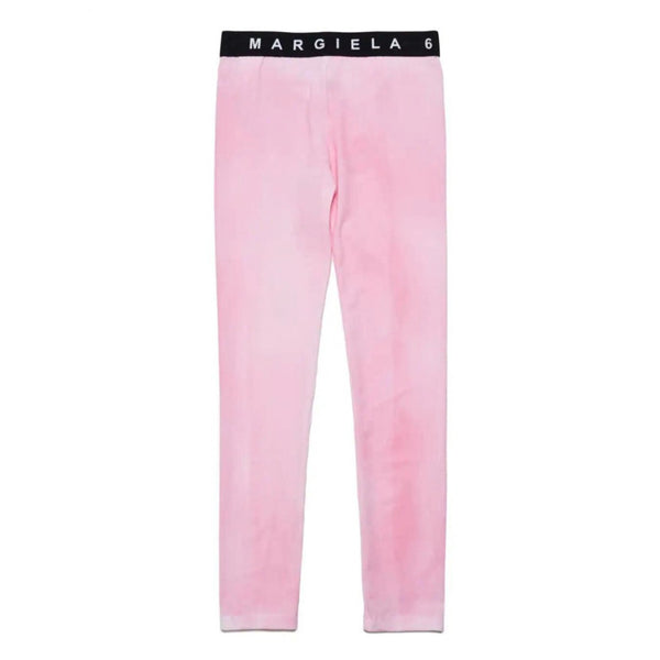 Girls Pink Logo-Waistband Leggings