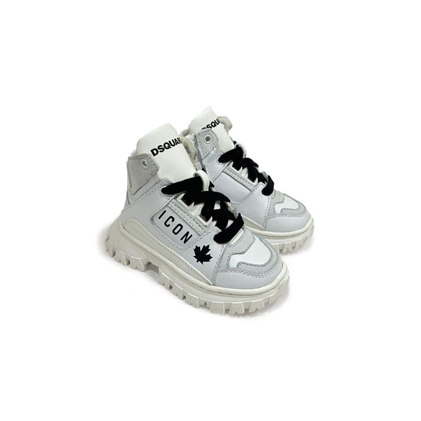 Boys White Icon Panelled Flatform Sneakers