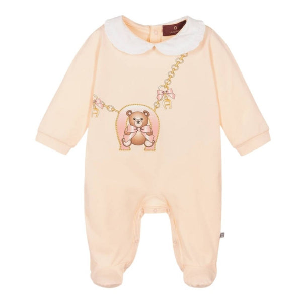 Girls Peach Pima Cotton Babygrow