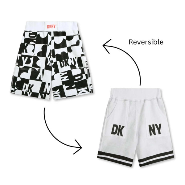 Boys Black Logo-Print Reversible Shorts