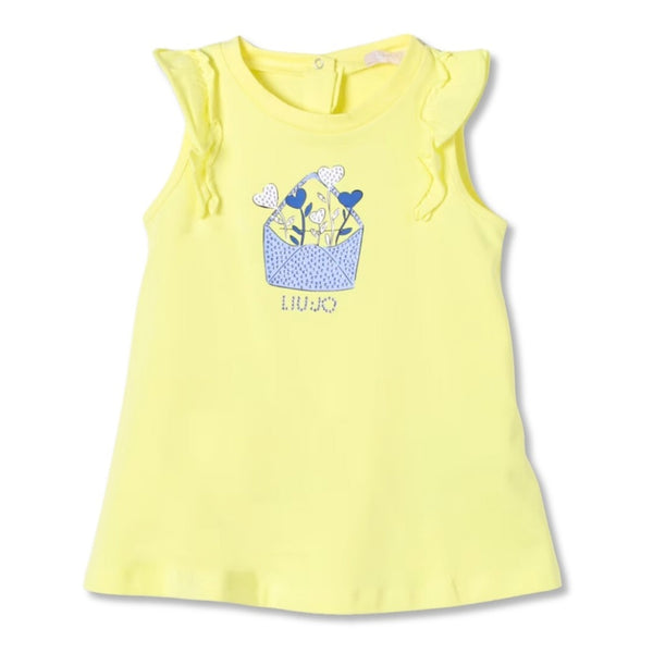 Baby Girls Yellow Rihenstone Print Dress