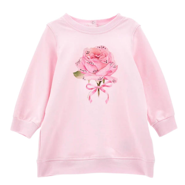 Baby Girls Pink Flower Print Cotton Dress