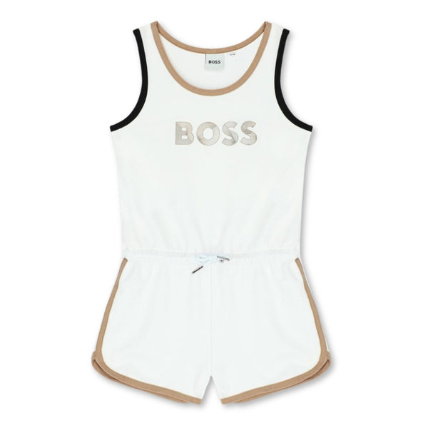 Girls White Logo Jumpsuit