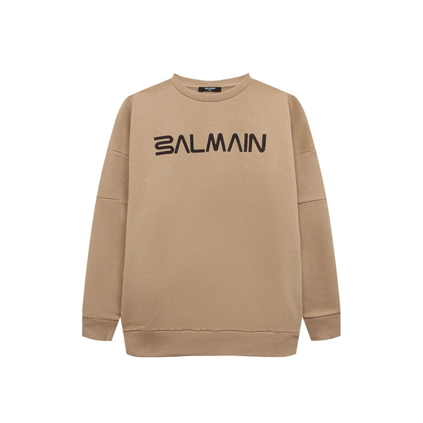 Kids Beige Logo Print Sweatshirt