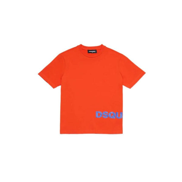 Unisex Orange Contrasting Logo-Print T-Shirt