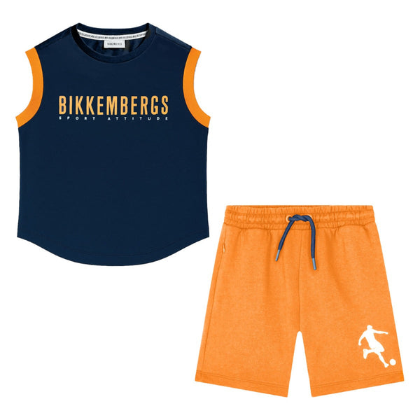 Boys Blue & Orange Sleeeveless Short Set