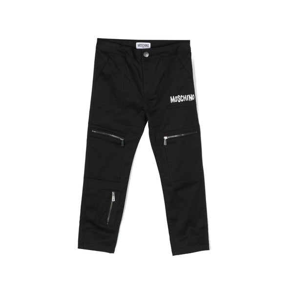 Boys Black Logo Stretch-Cotton Trousers