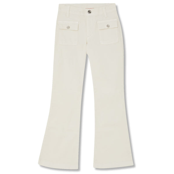 Girls Ivory Flared Pocket-Detailed Jeans