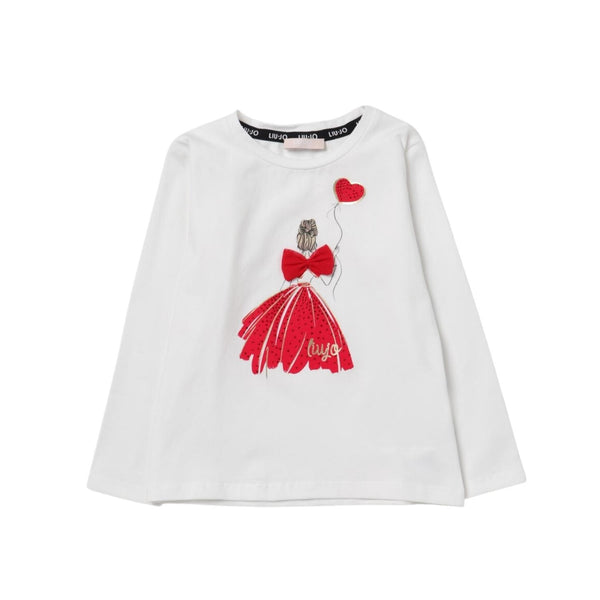 Girls White Full Sleeves T-shirt