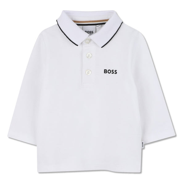 Baby Boys White Logo-Print Polo T-Shirt