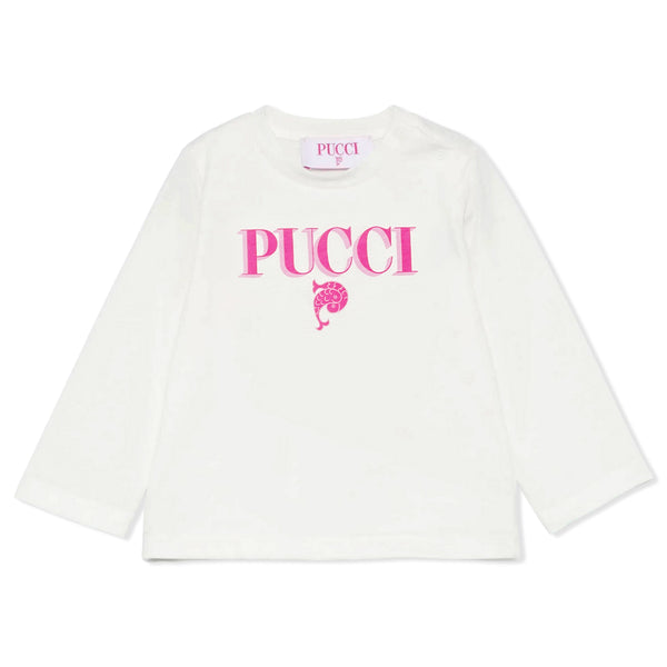 Baby Girls White Logo-Print T-shirt