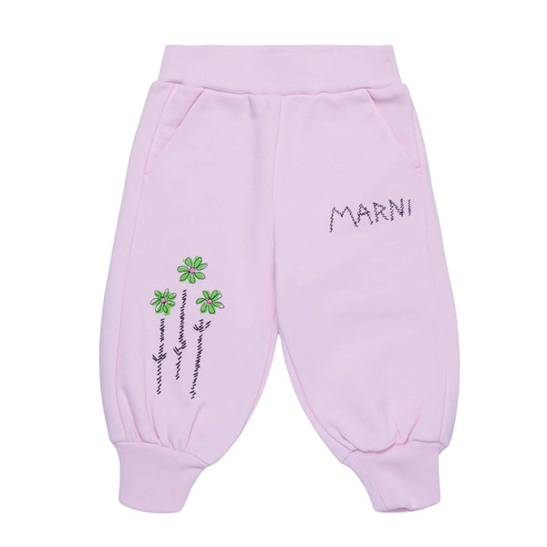 Baby Girls Pink Embroidered Flowers Jogger