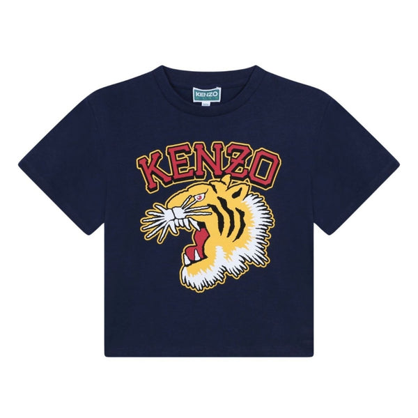 Boys Navy Blue Cotton Tiger T-Shirt