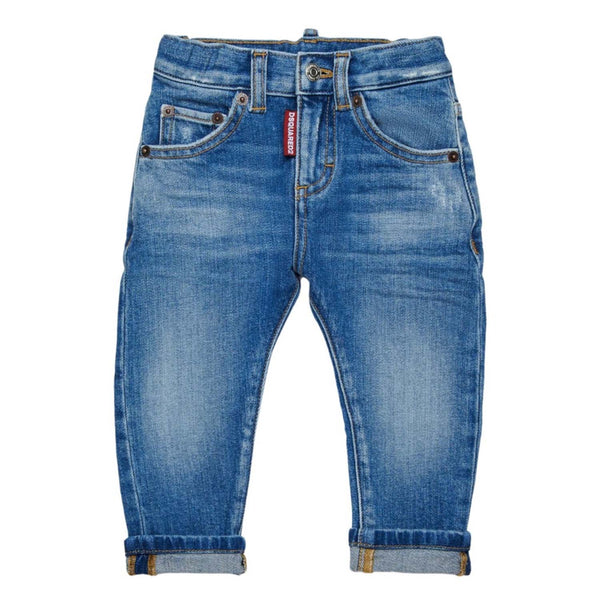 Baby Boys Denim Blue Jeans With Abrasions