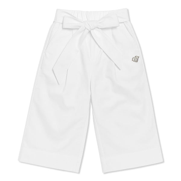 Girls White Heart Logo-Patch Trouser