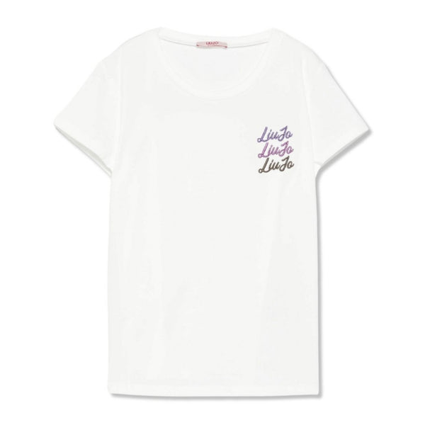 Girls White Logo-Embroidered Cotton T-shirt