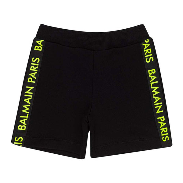 Baby Boys Black Logo-Stripes Shorts