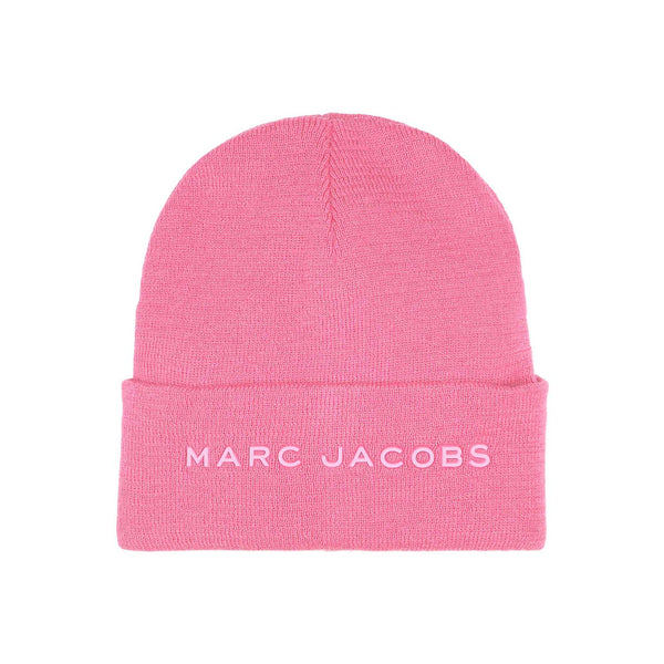 Unisex Pink Logo-Detail Ribbed-Knit Beanie